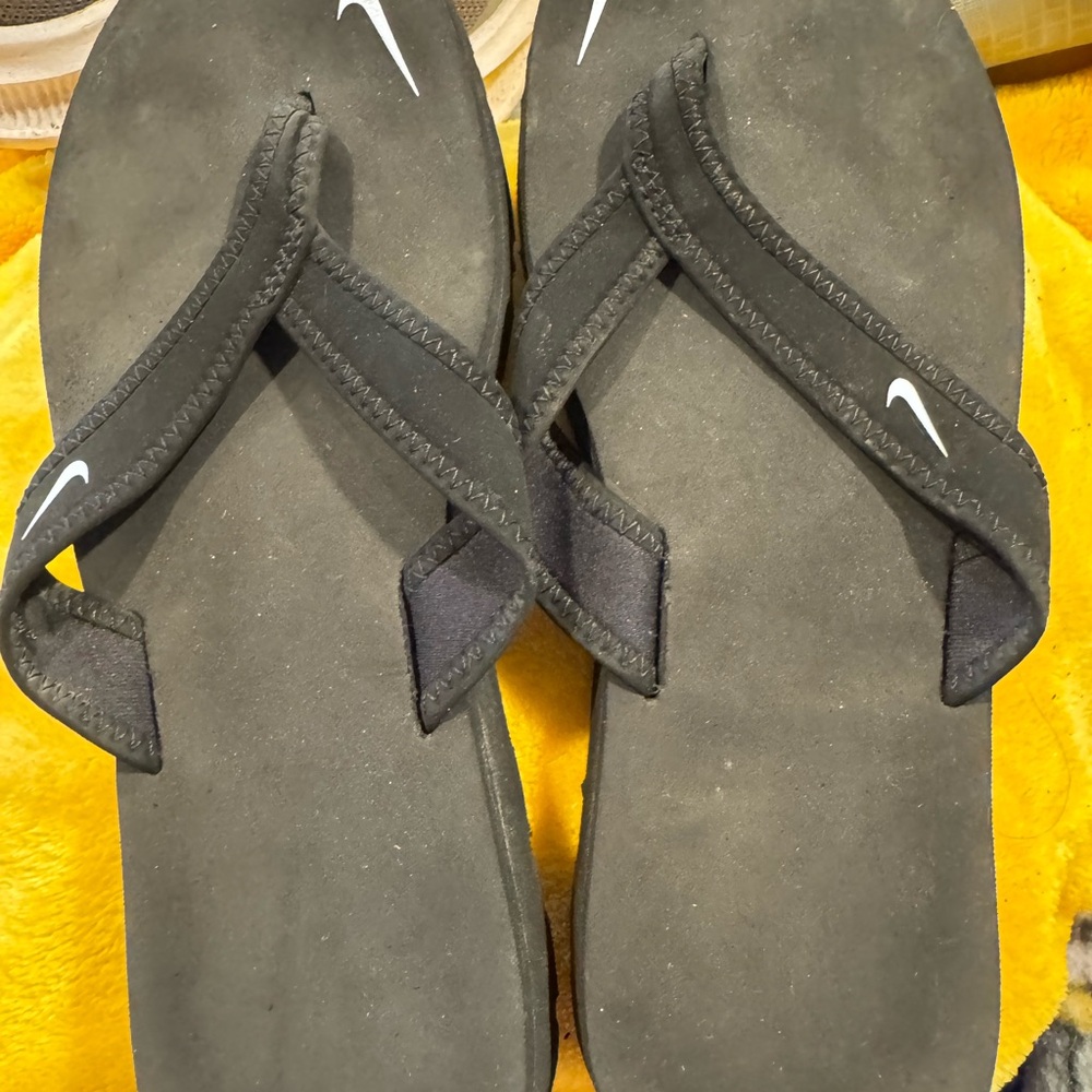 Nike Black Men's/Women's Flip Flop Sandals with White Swoosh